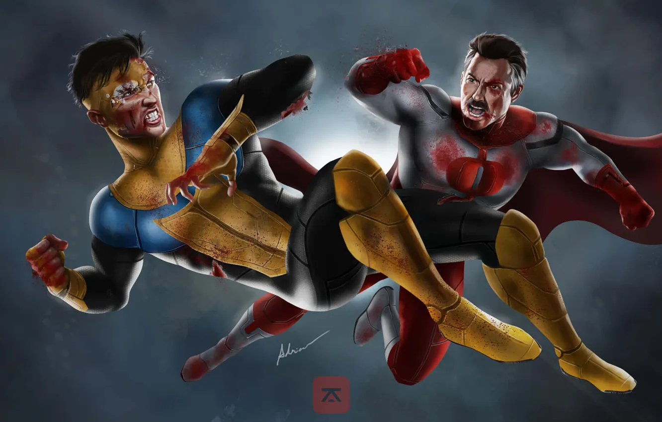 Photo wallpaper blood, fighter, alien, Mortal Kombat, man, cartoon, fight, battle