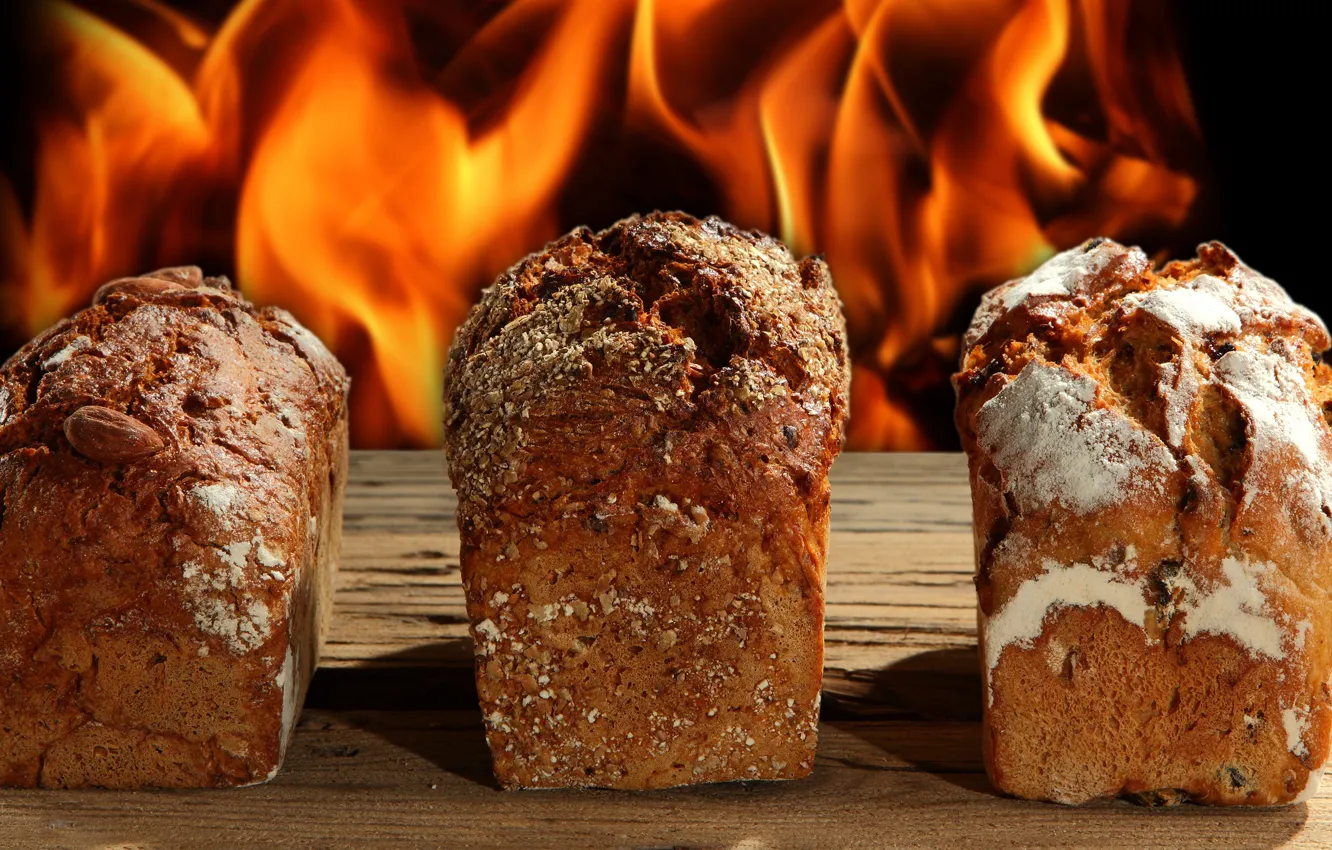 Photo wallpaper lights, flame, bread, home, rye