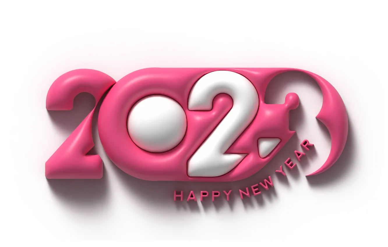 Photo wallpaper rendering, new year, figures, white background, date, 2023, New Year 2023