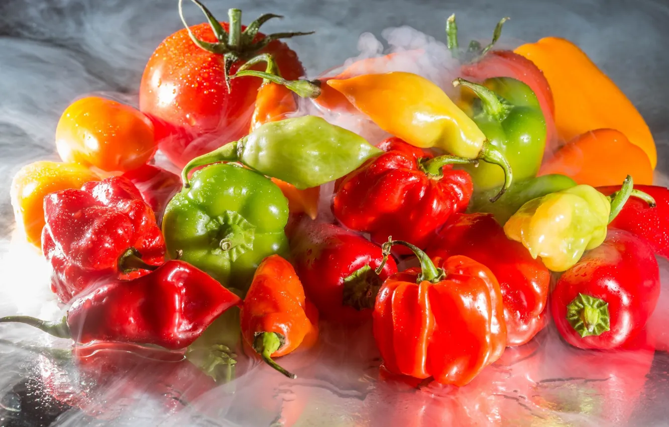 Photo wallpaper pepper, colorful, a bunch