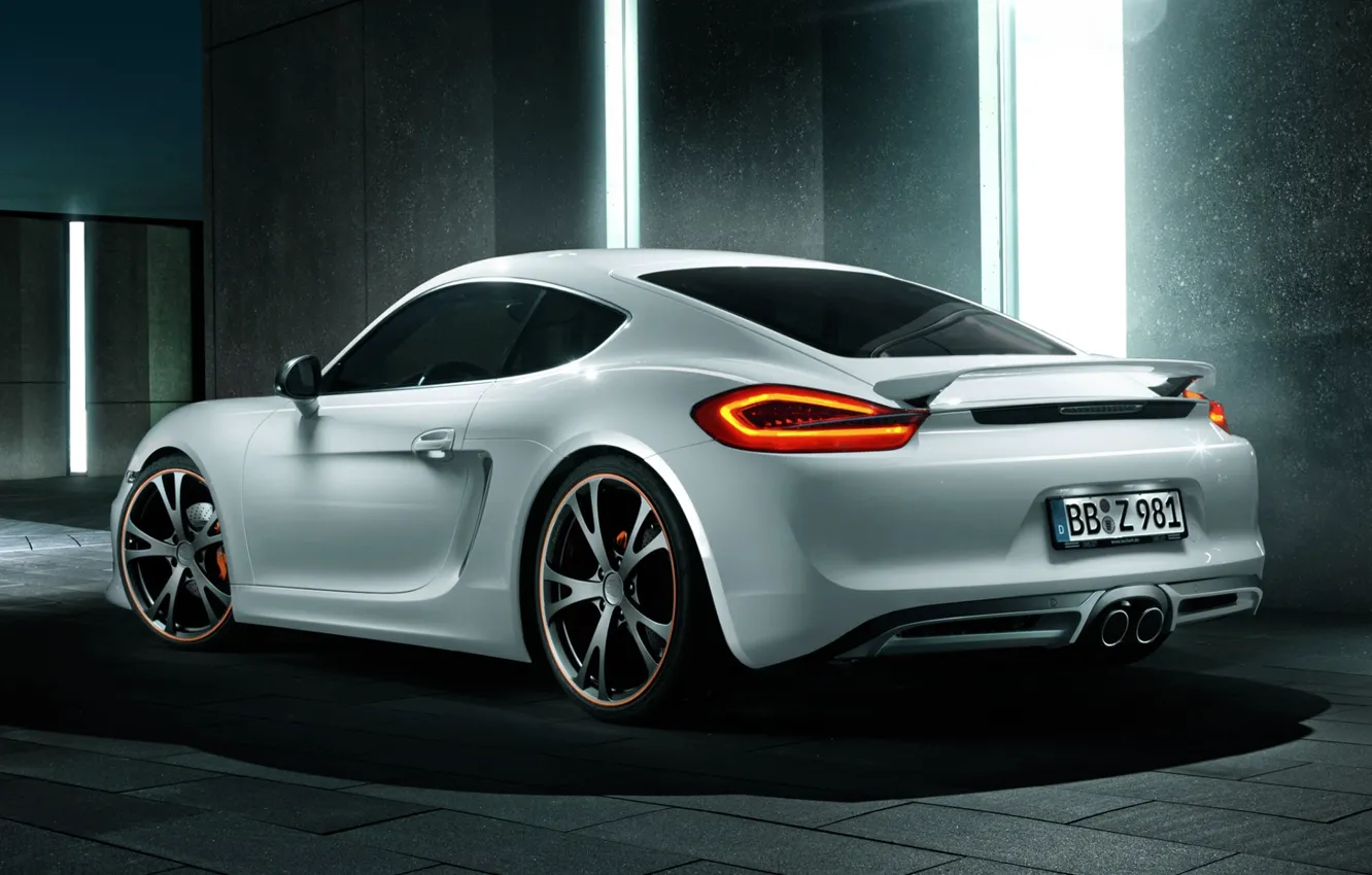 Photo wallpaper tuning, Porsche, lights, Cayman, Porsche, rear view, tuning, TechArt