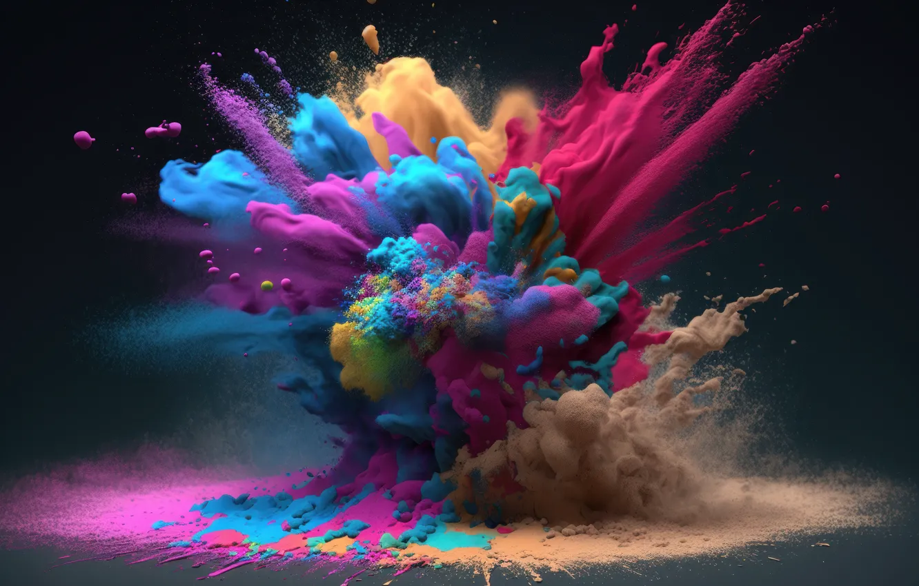 Photo wallpaper the explosion, paint, color, colors, colorful, abstract, rainbow, explosion