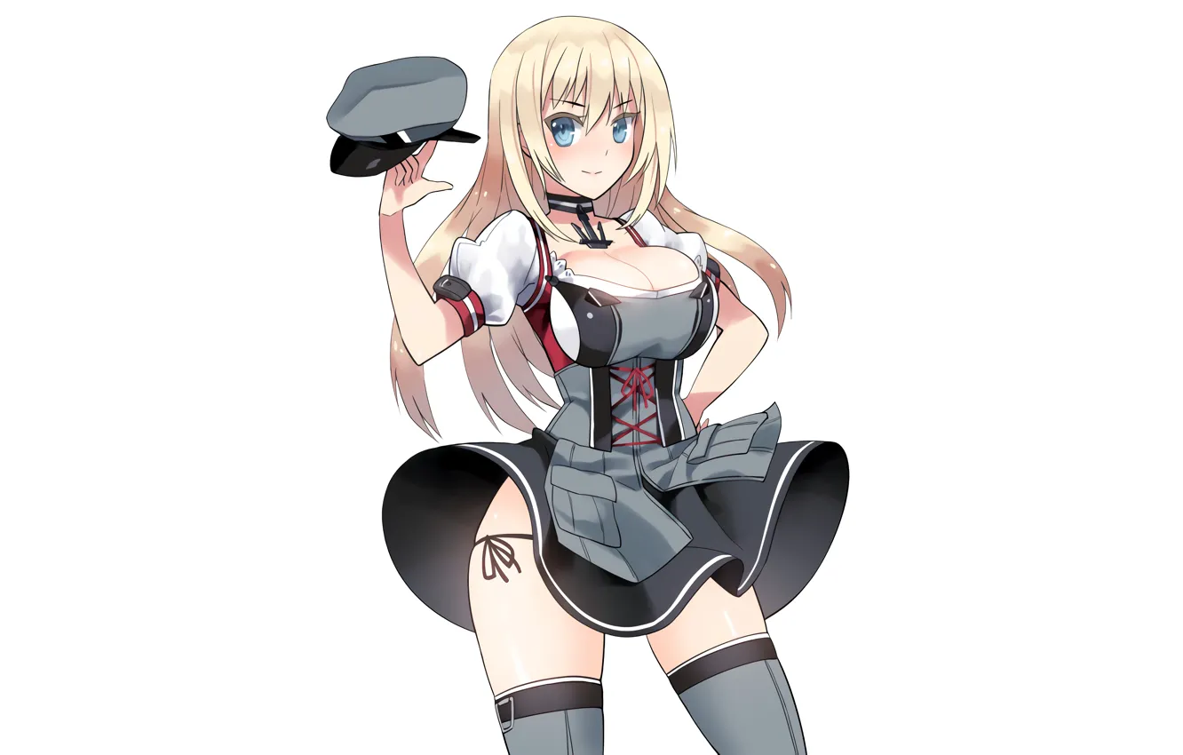 Photo wallpaper girl, sexy, cleavage, thighhighs, long hair, dress, boobs, anime