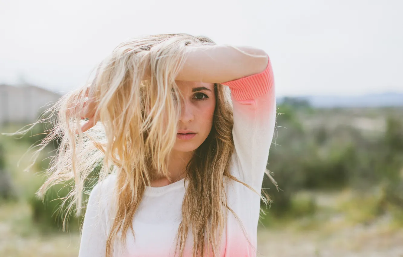 Photo wallpaper look, girl, blonde