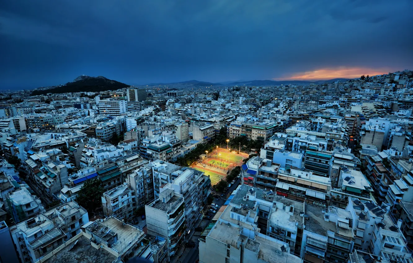 Photo wallpaper night, the city, Playground