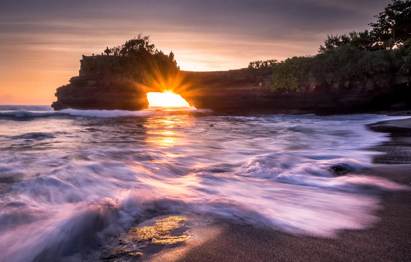 Photo wallpaper sea, landscape, sunset