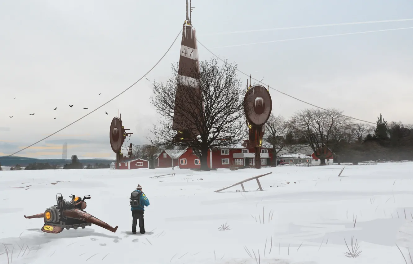 Photo wallpaper winter, snow, landscape, the city