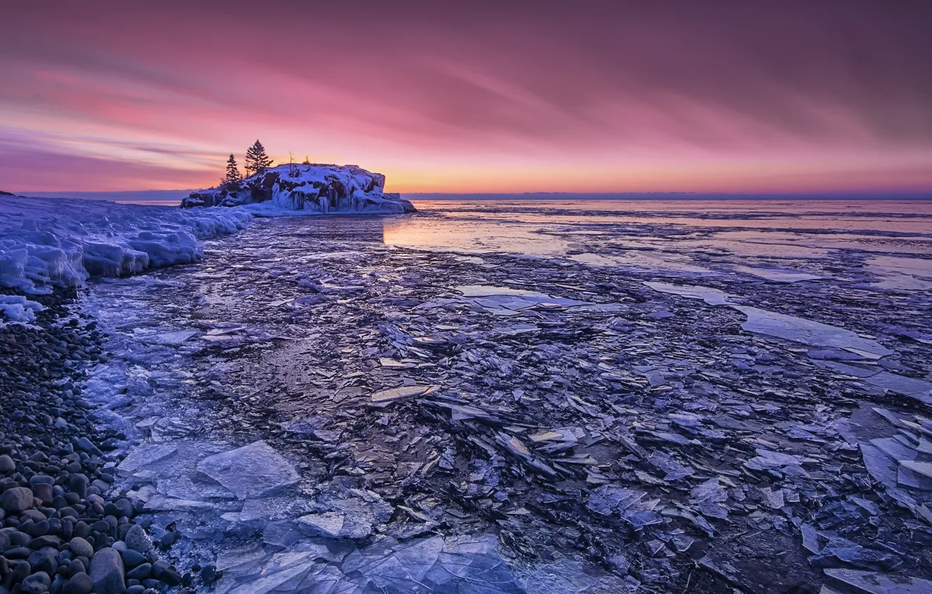 Photo wallpaper United States, Minnesota, cook, sunrise pink