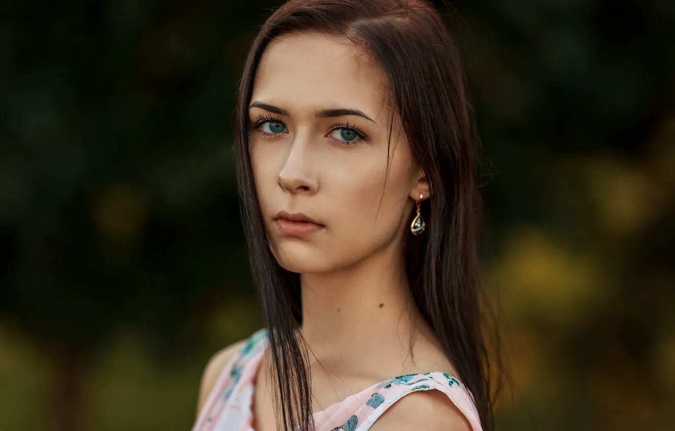 Photo wallpaper summer, girl, face, sweetheart, portrait, brunette, beautiful, the beauty