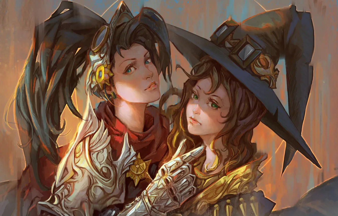 Photo wallpaper girl, hat, witch