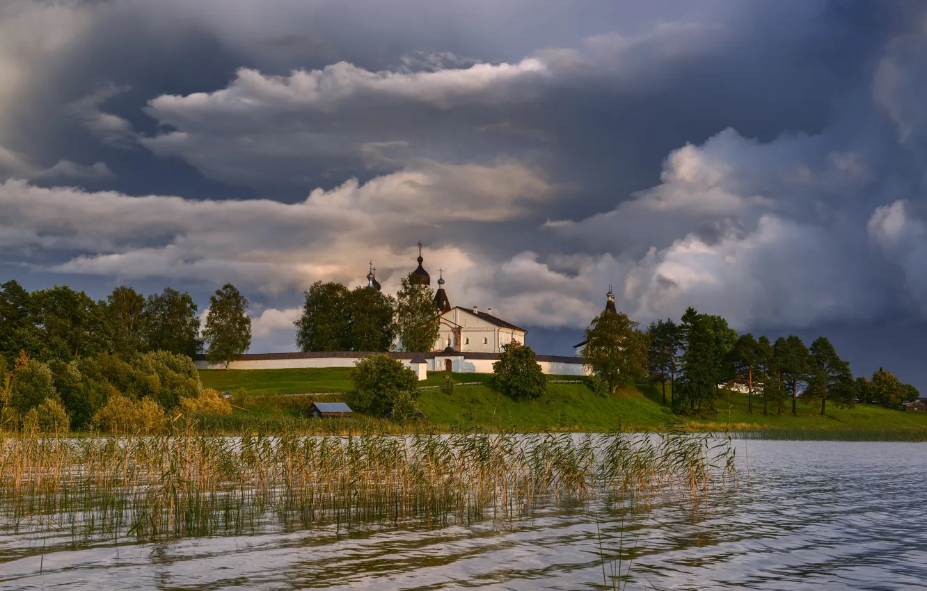 Photo wallpaper summer, Russia, the monastery, storm clouds, Ferapontovo, photographer Maxim Evdokimov
