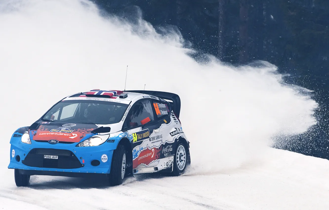 Photo wallpaper Ford, Snow, Turn, Skid, Rally Sweden, WRC, Rally, Fiesta