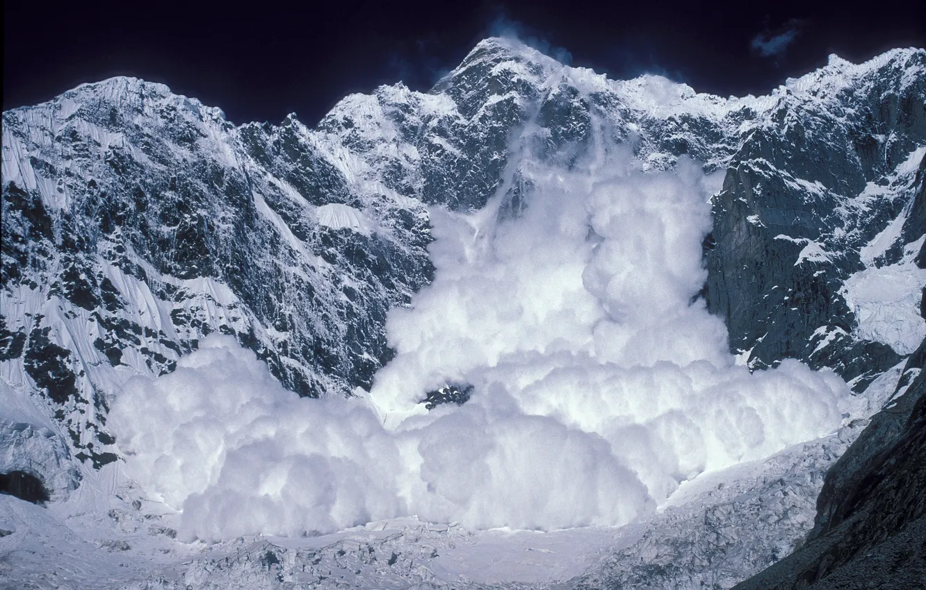 Photo wallpaper snow, mountains, nature, danger, nature, mountains, snow, avalanche