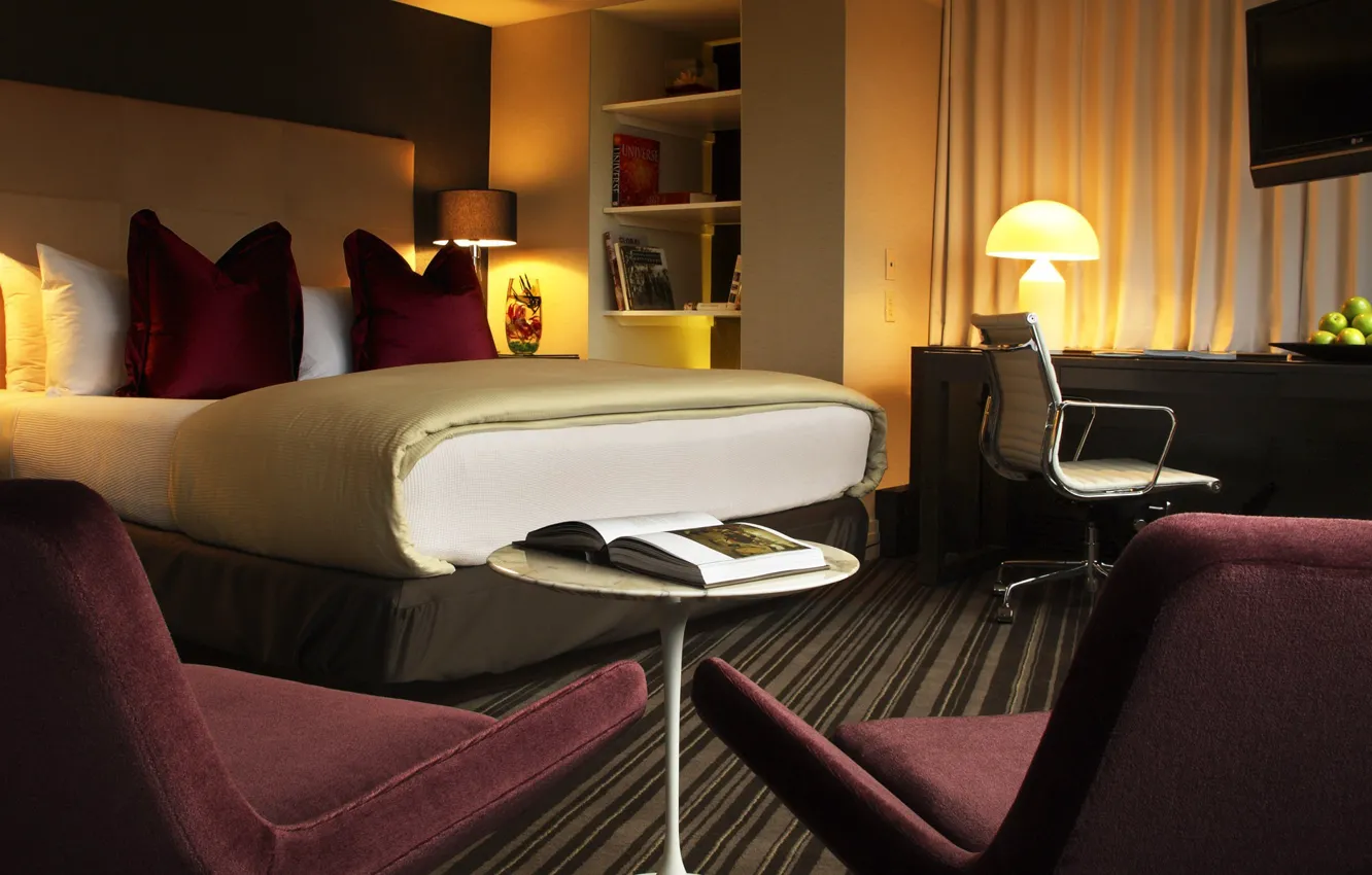 Photo wallpaper design, style, room, bed, interior, chair, apartment