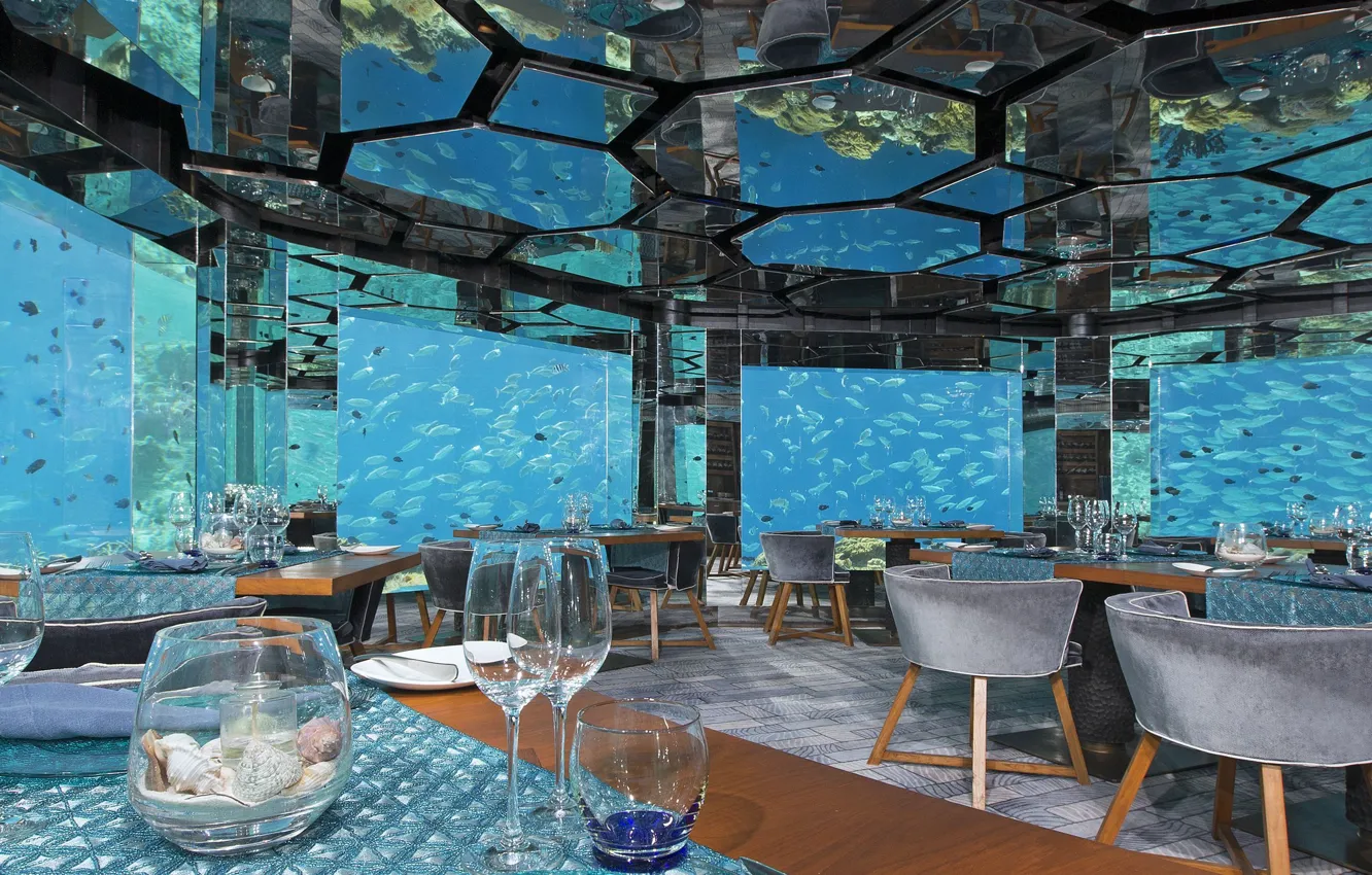 Photo wallpaper design, style, interior, restaurant, under water