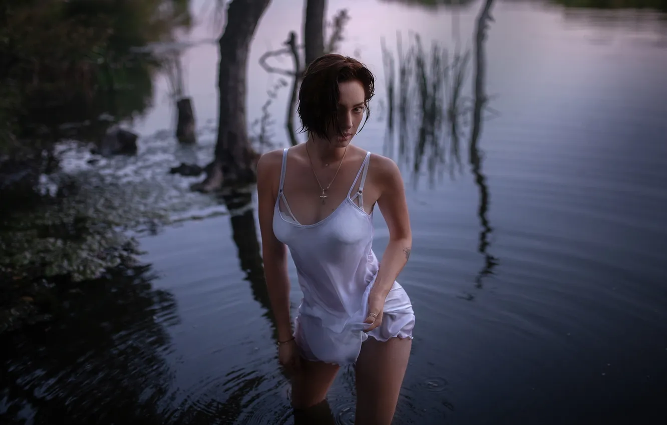Photo wallpaper water, girl, pose, Lera