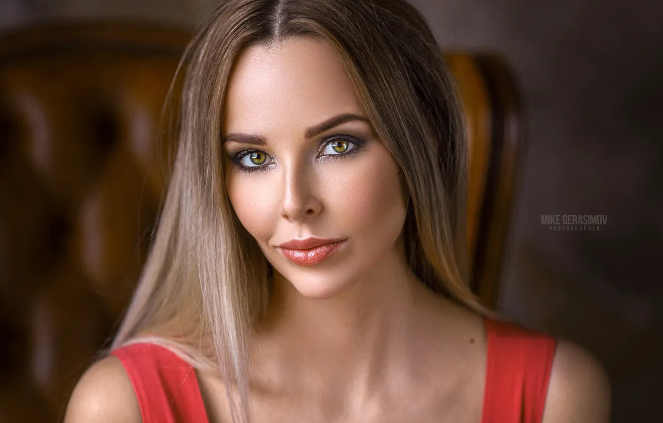 Photo wallpaper look, girl, model, portrait, makeup, hairstyle, bokeh, Rus