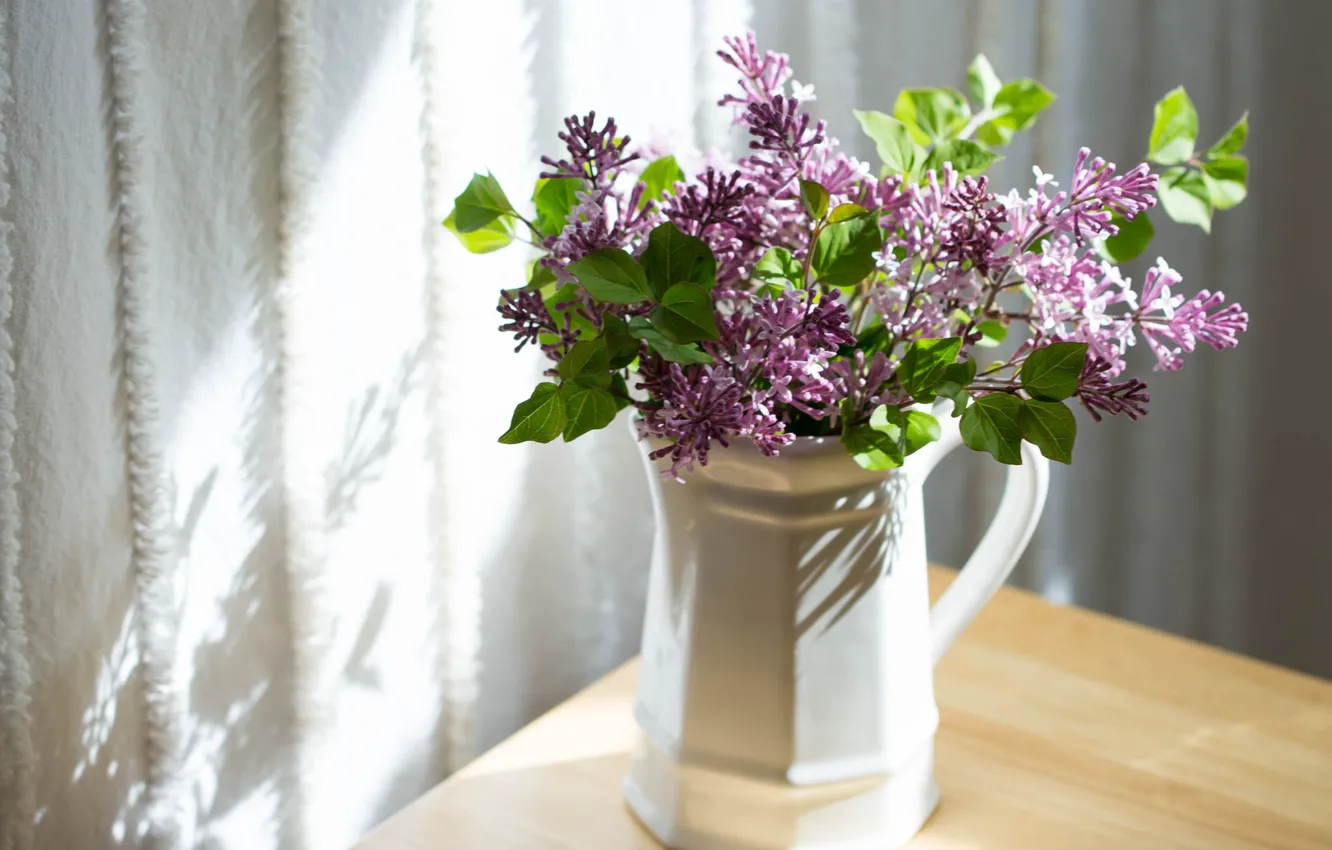 Photo wallpaper flowers, Lilac, vase