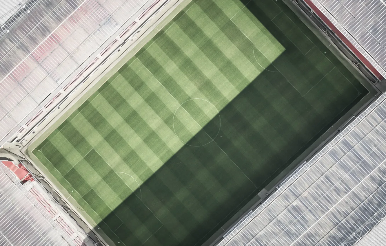 Photo wallpaper field, view, top, arena, stadium, from the height