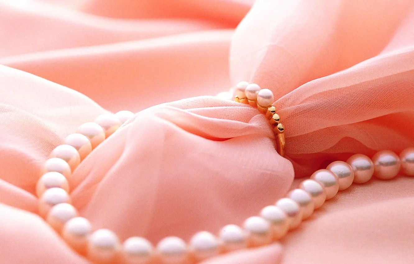 Photo wallpaper fabric, pearl, beads, pink, beads