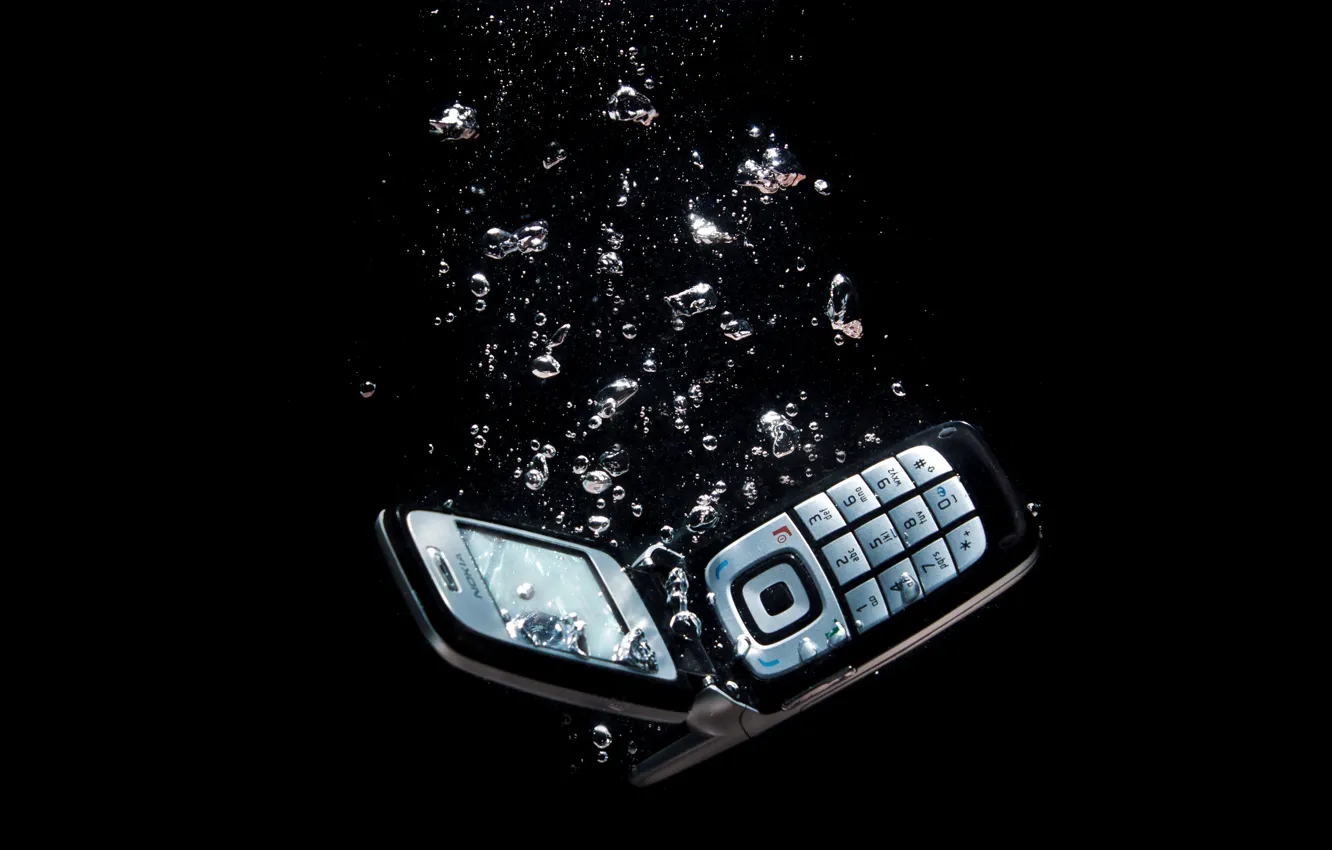 Photo wallpaper water, bubbles, background, dark, phone, Nokia, clamshell