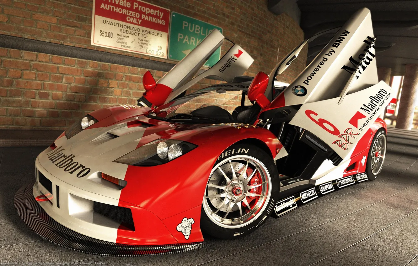 Photo wallpaper race, McLaren, logo, Marlboro