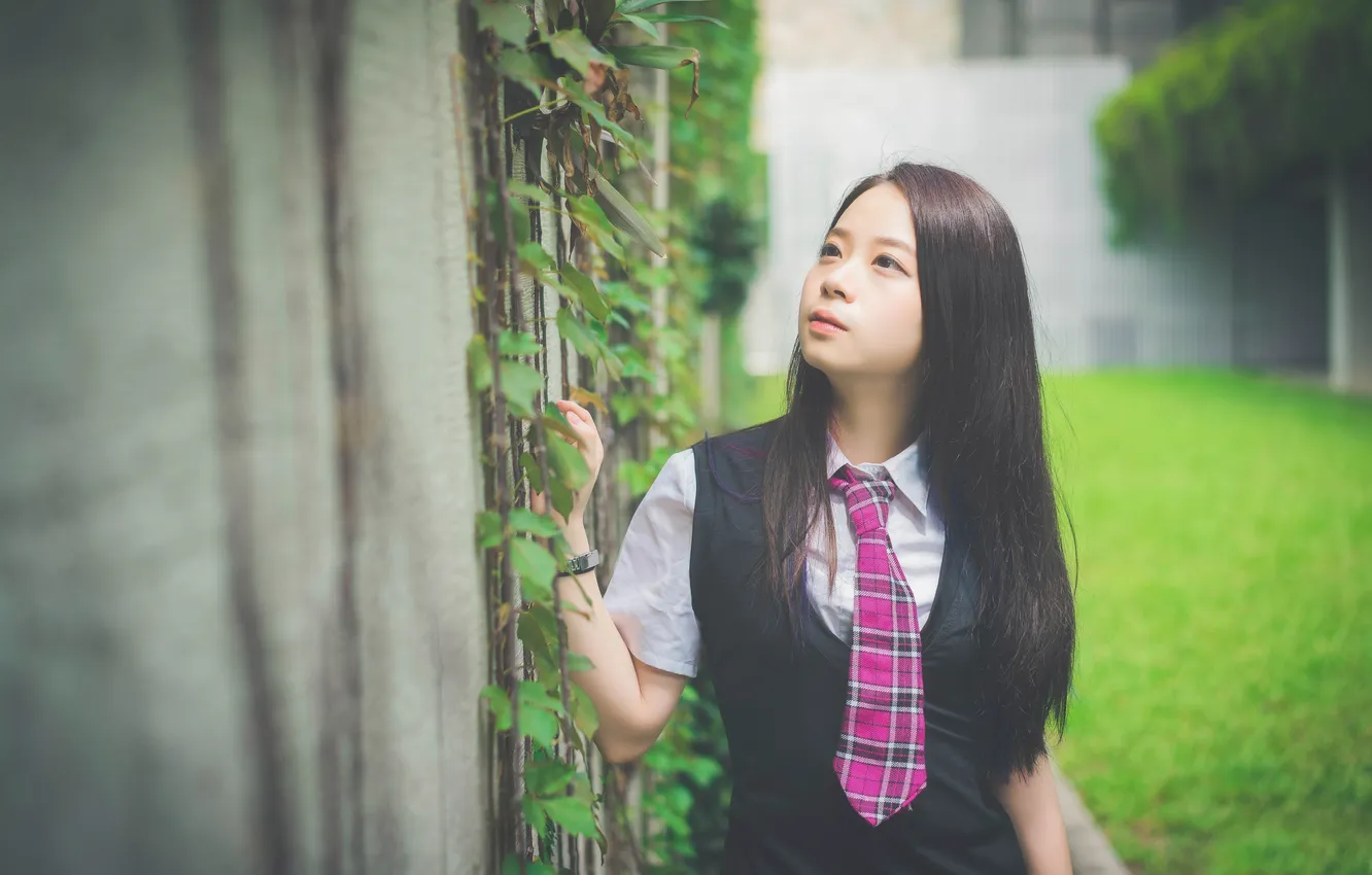 Photo wallpaper portrait, tie, Oriental girl