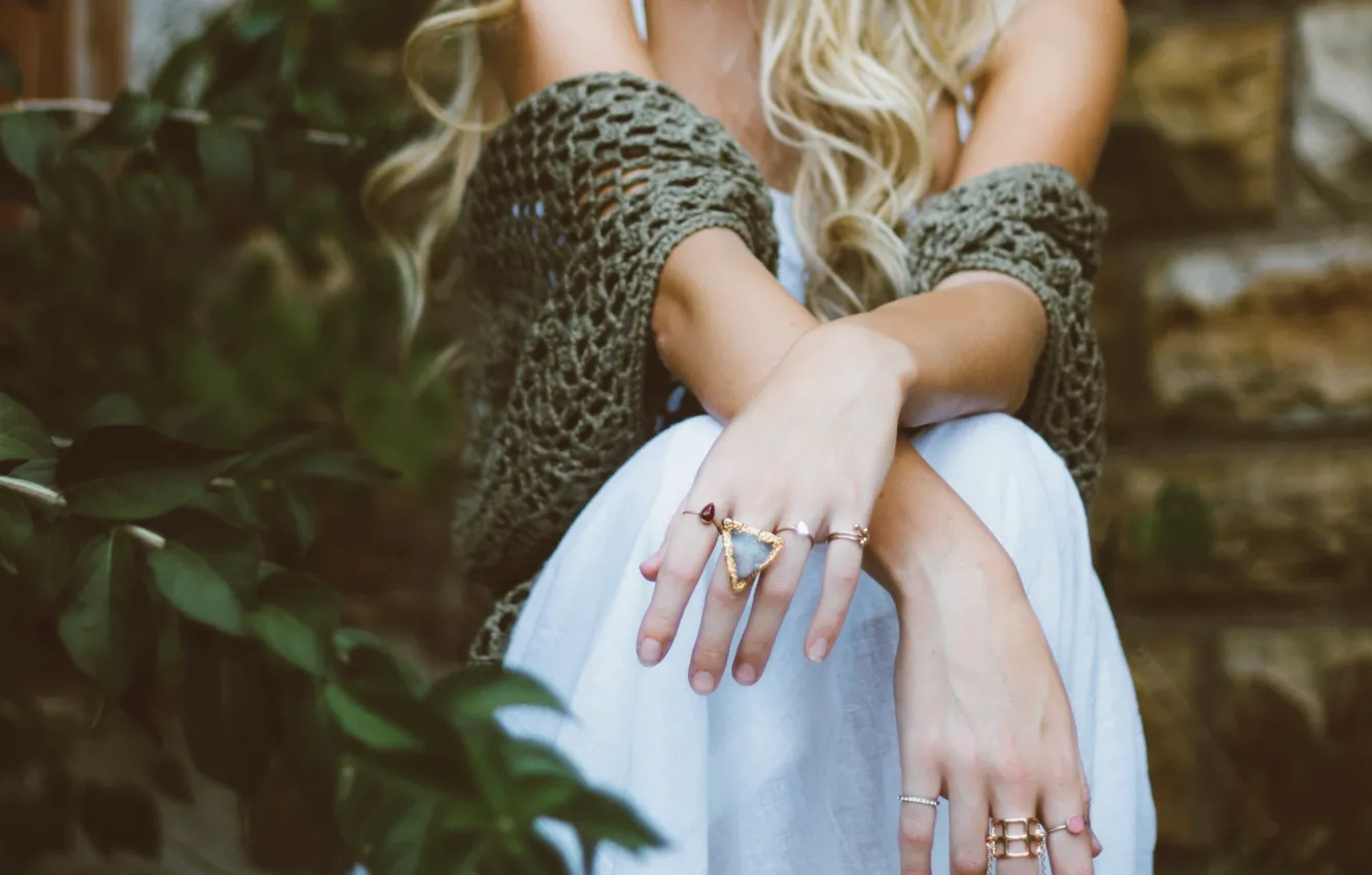 Photo wallpaper hands, ring, blonde