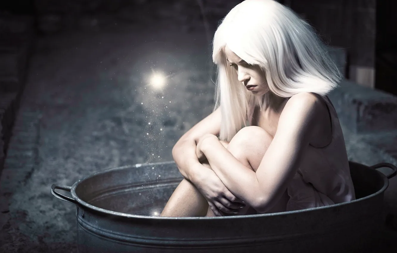 Photo wallpaper light, mood, blonde, basin