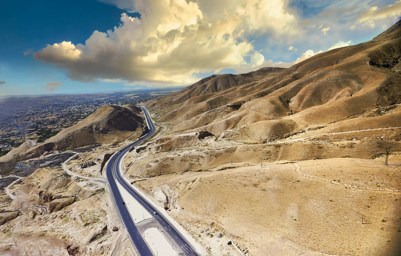 Photo wallpaper road, desert, dry, urbanization, arid