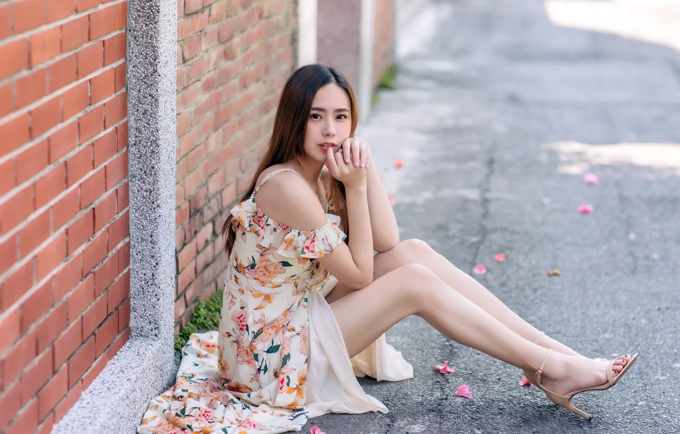Photo wallpaper street, girl, Asian