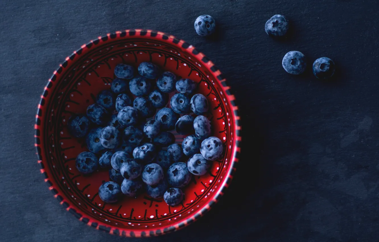 Photo wallpaper Background, Food, Dark, Berry, Blueberries