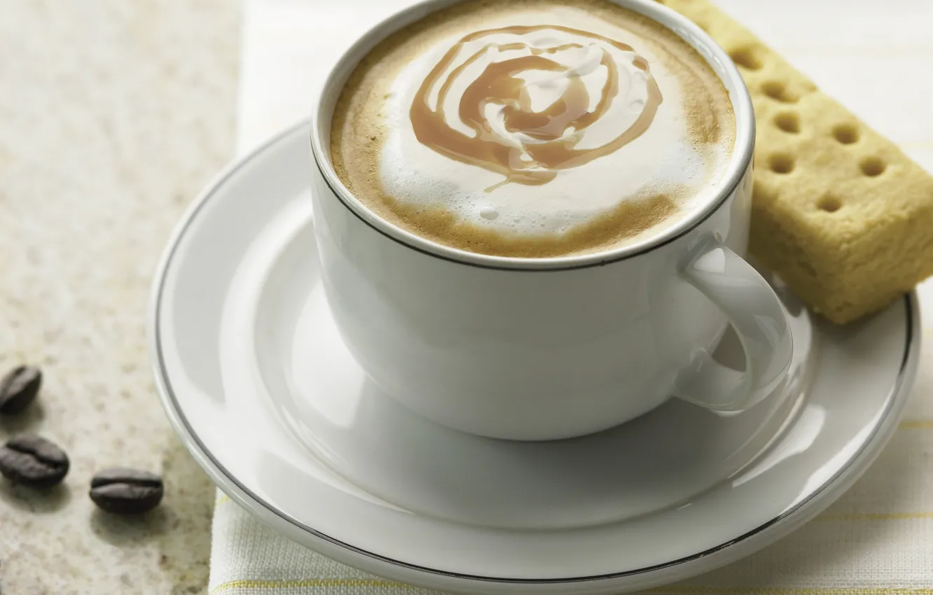 Photo wallpaper white, coffee, cookies, mug, Cup, saucer
