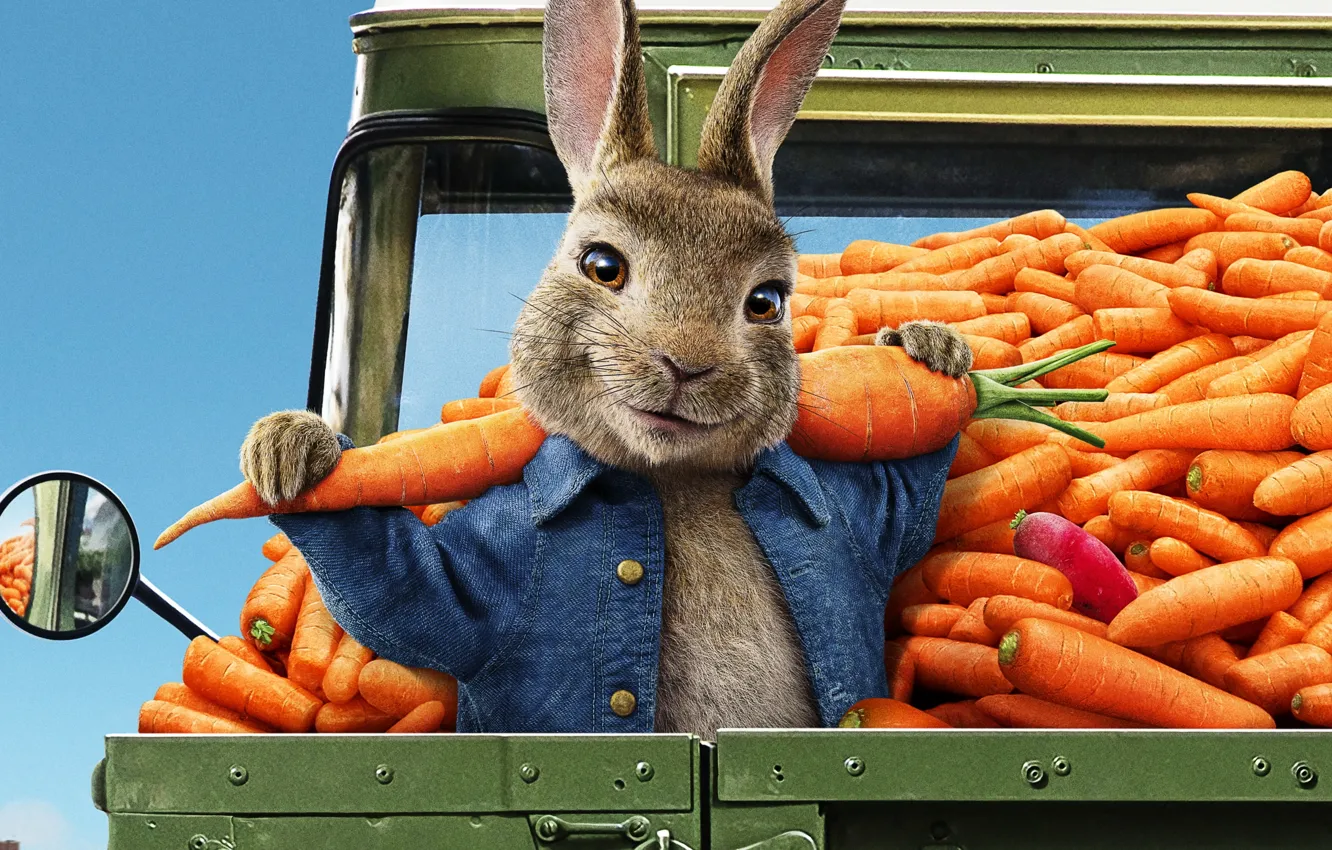 Photo wallpaper cartoon, carrot, rabbit, 2020, Peter Rabbit, Peter Rabbit, Peter Rabbit 2, Peter Rabbit 2