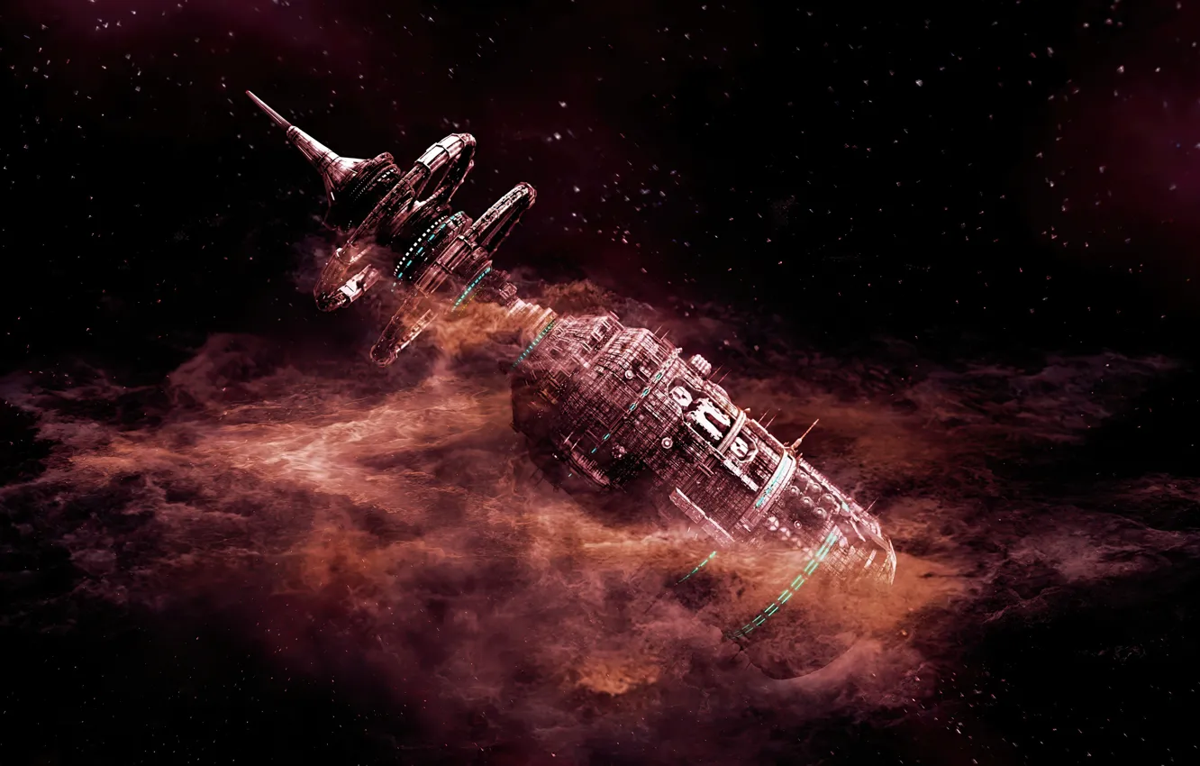 Photo wallpaper space, nebula, space station