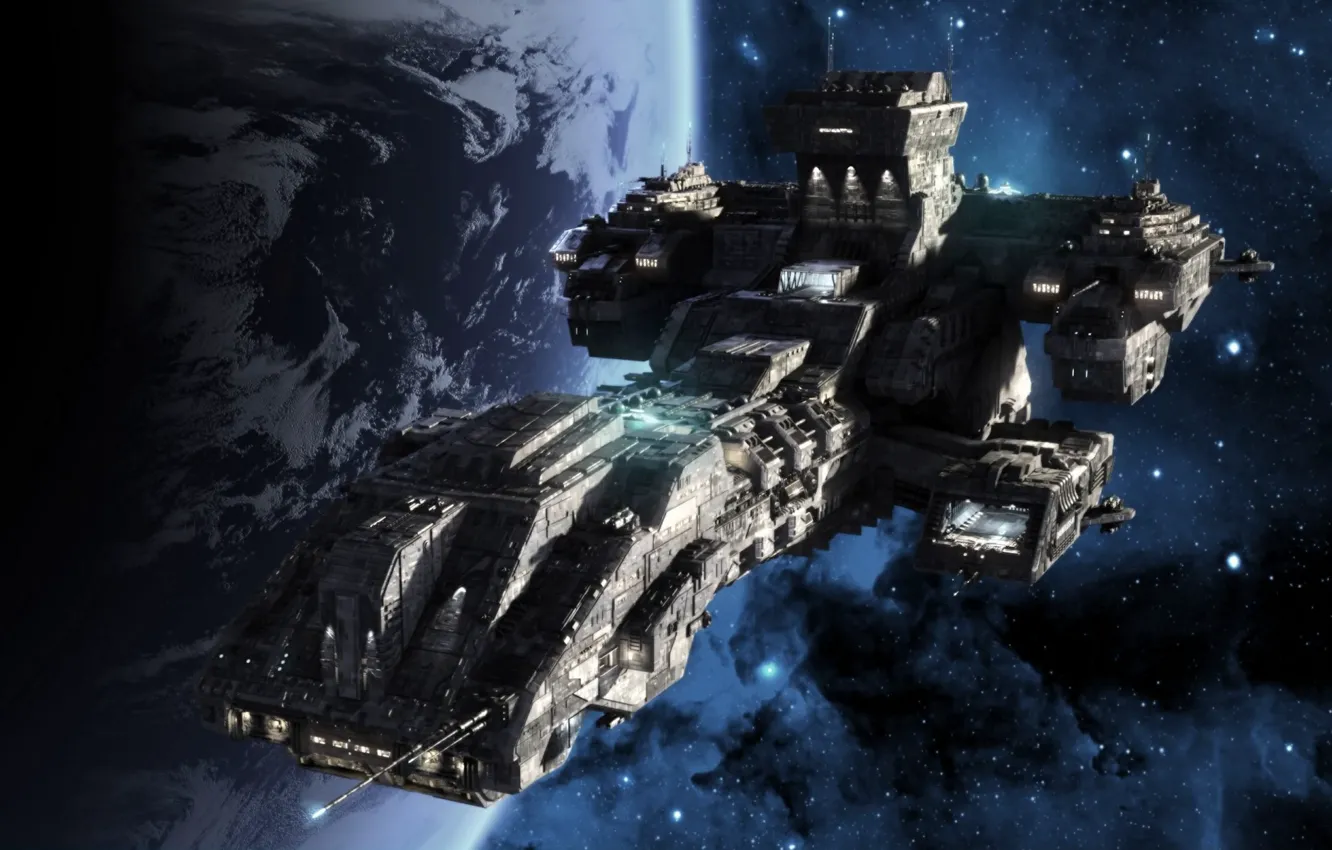 Photo wallpaper space, planet, stargate, spaceship, cruiser, Prometheus, Stargate