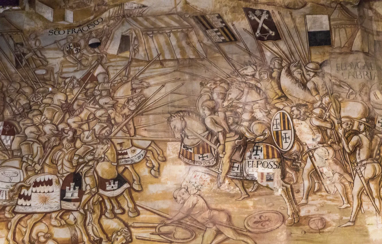 Photo wallpaper background, wall, battle, knights