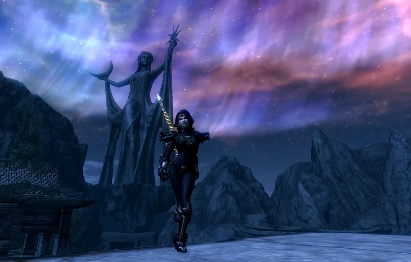 Photo wallpaper girl, Skyrim, island of the Dwemer