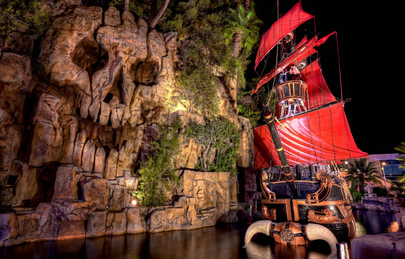 Photo wallpaper skull, Las Vegas, Las Vegas, frigate, Treasure Island