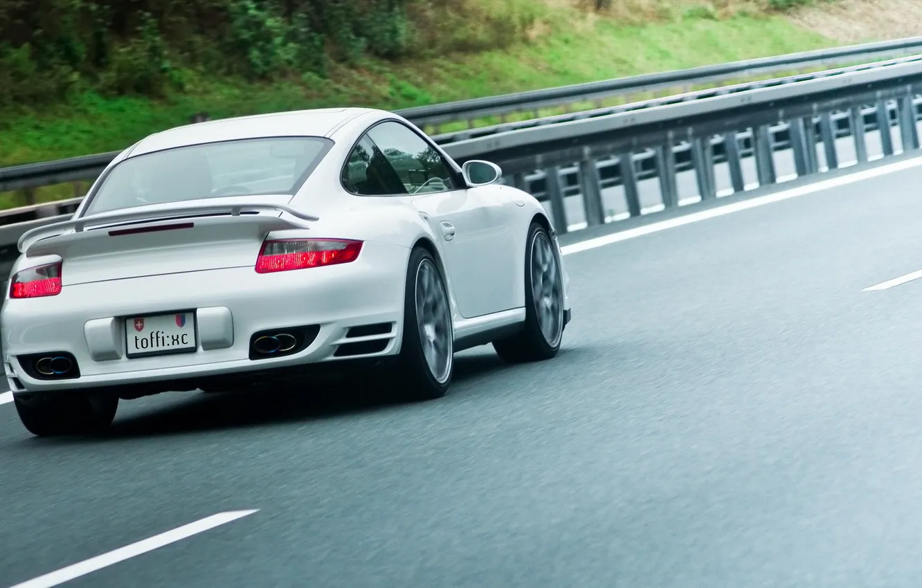 Photo wallpaper road, machine, posche 997 turbo