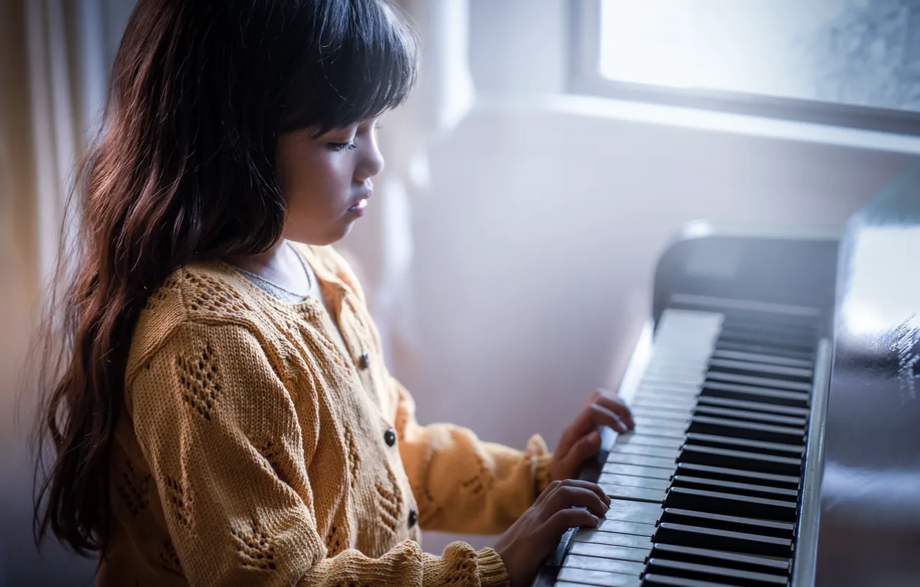 Photo wallpaper music, girl, piano