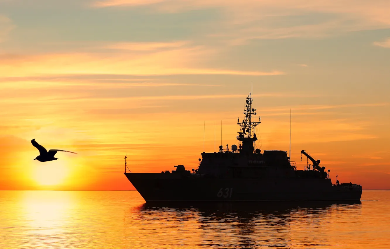 Photo wallpaper ship, the evening, mine, Georgy Kurbatov