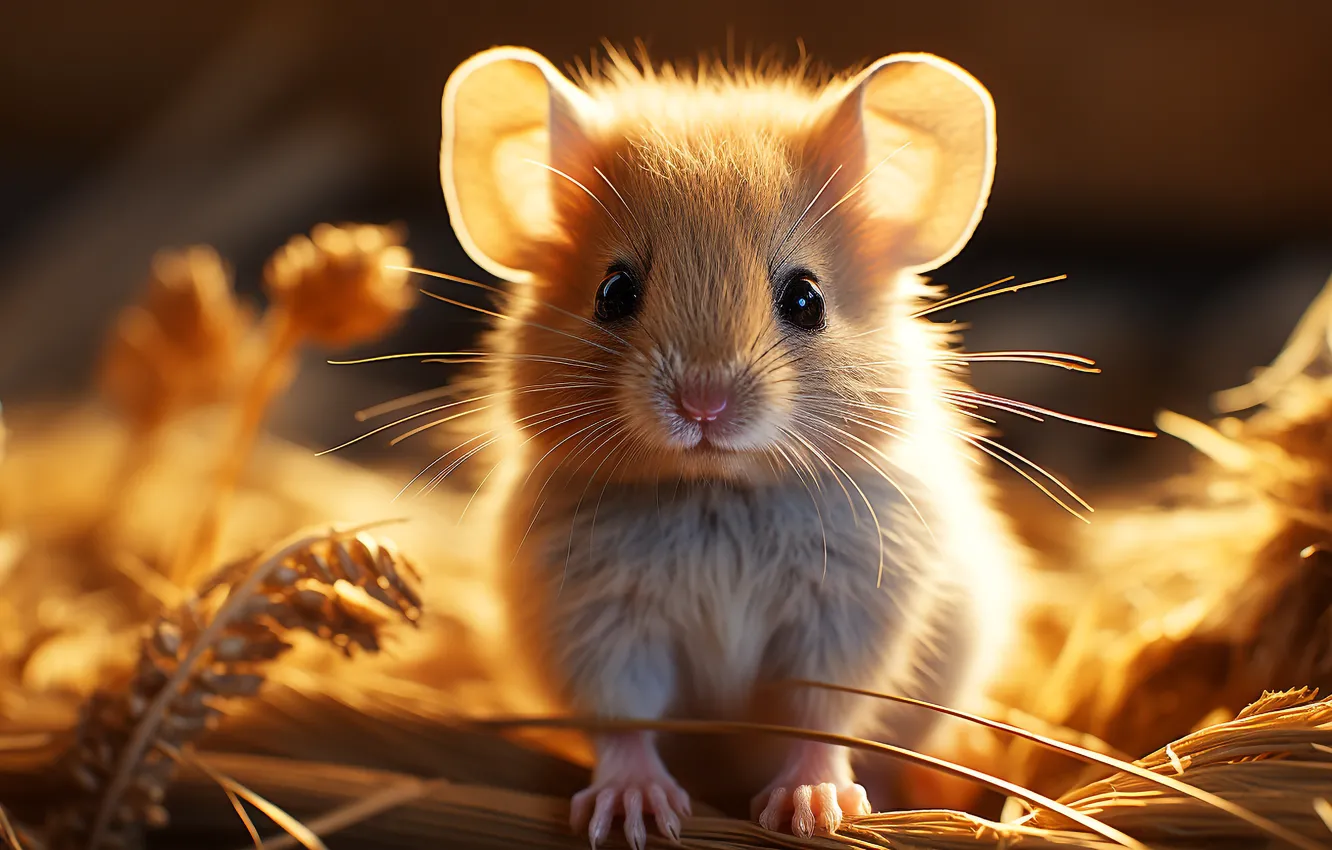 Photo wallpaper mustache, mouse, face, front, digital art, AI art, The Art of Artificial Intelligence, neural network