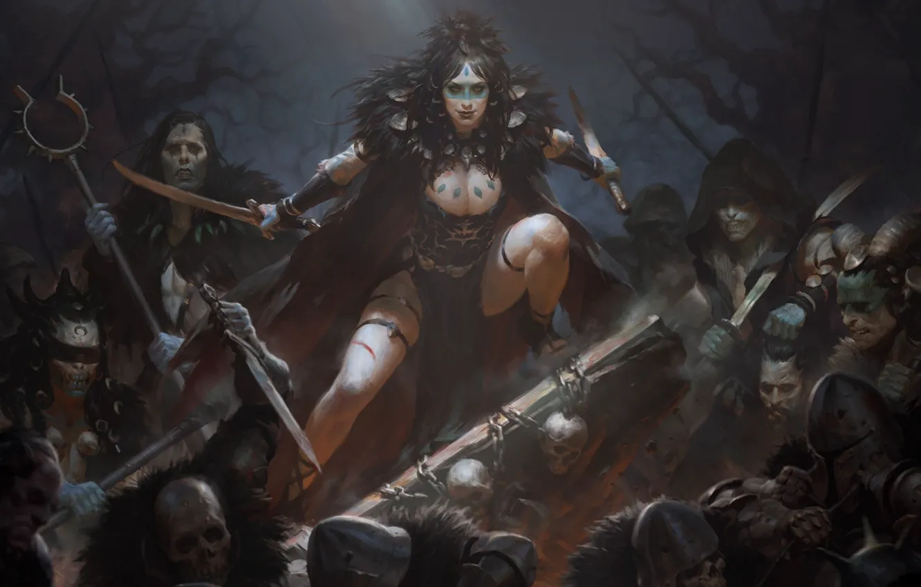 Photo wallpaper girl, zombies, undead