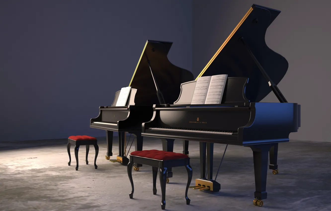 Photo wallpaper music, background, pianos
