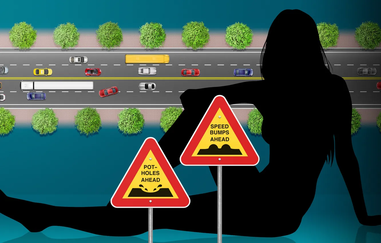 Photo wallpaper car, humor, traffic sign