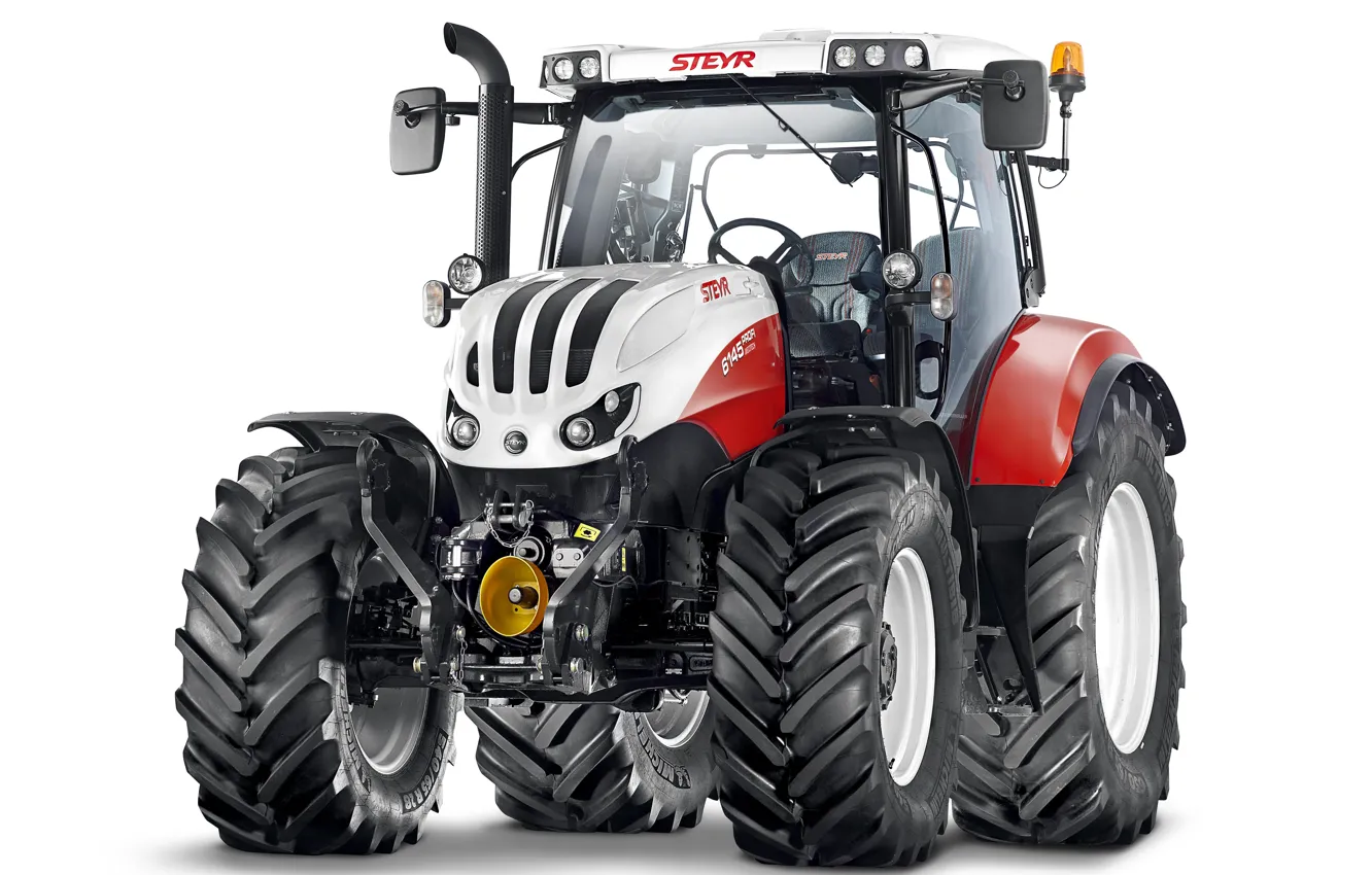Photo wallpaper tractor, white background, Steyr, Professional, 6145