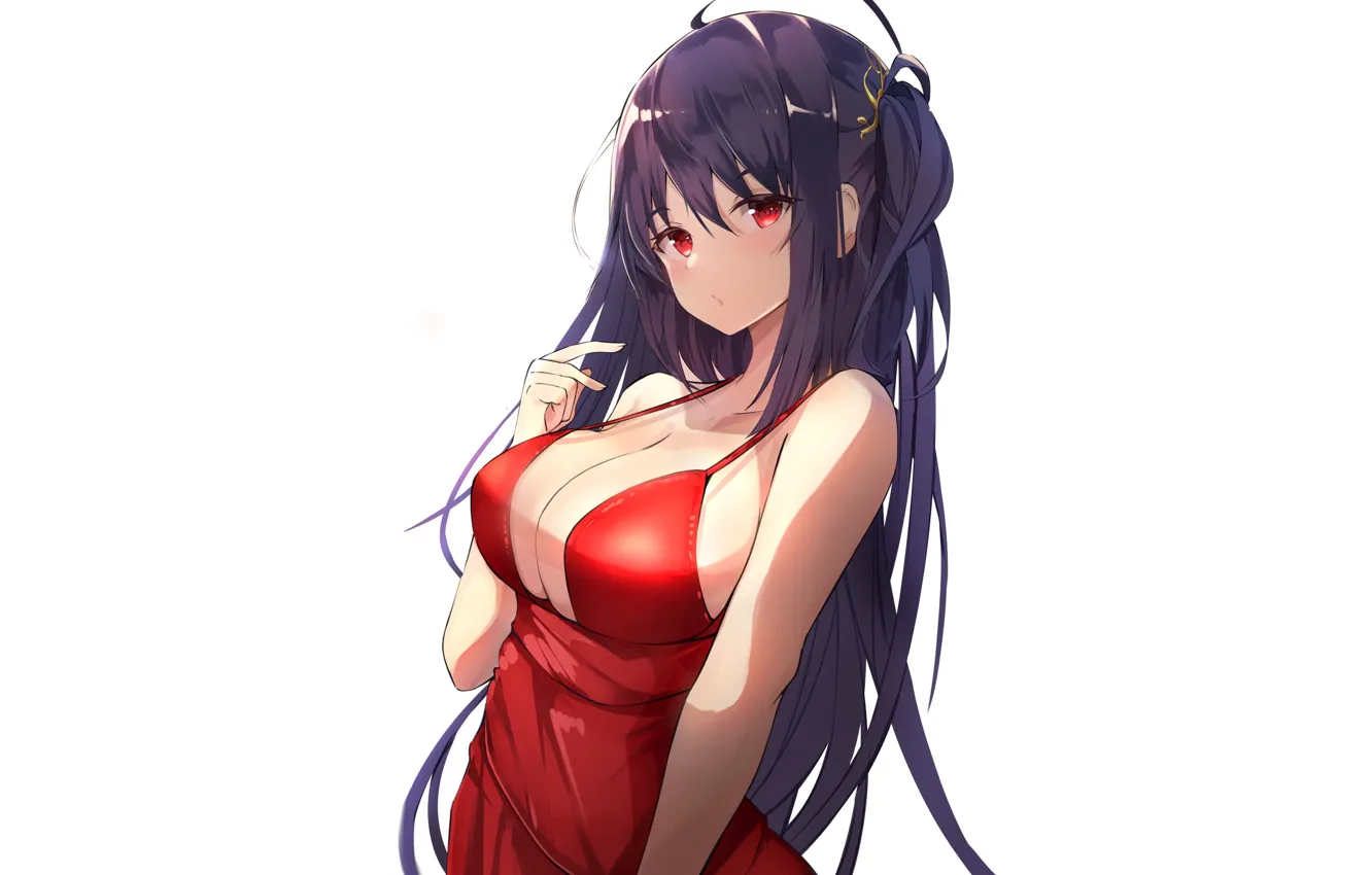 Photo wallpaper girl, sexy, boobs, anime, red eyes, pretty, babe, cute