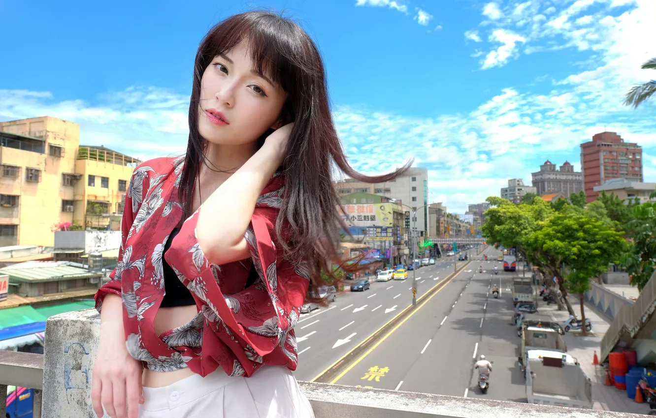 Photo wallpaper look, the city, street, Asian