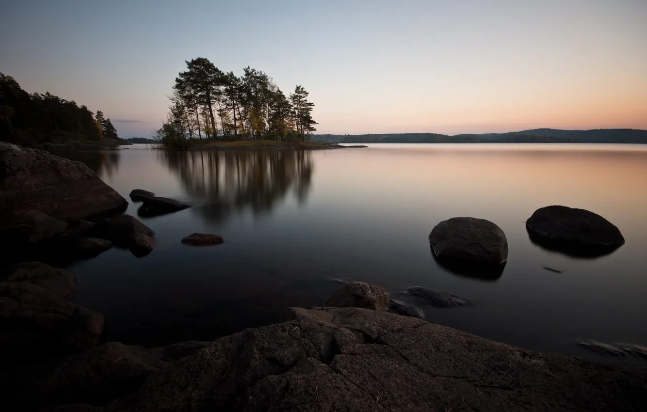Photo wallpaper nature, lake, morning